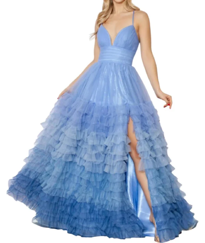 prom dress try-on ideasProm Dress In Periwinkle Ombre