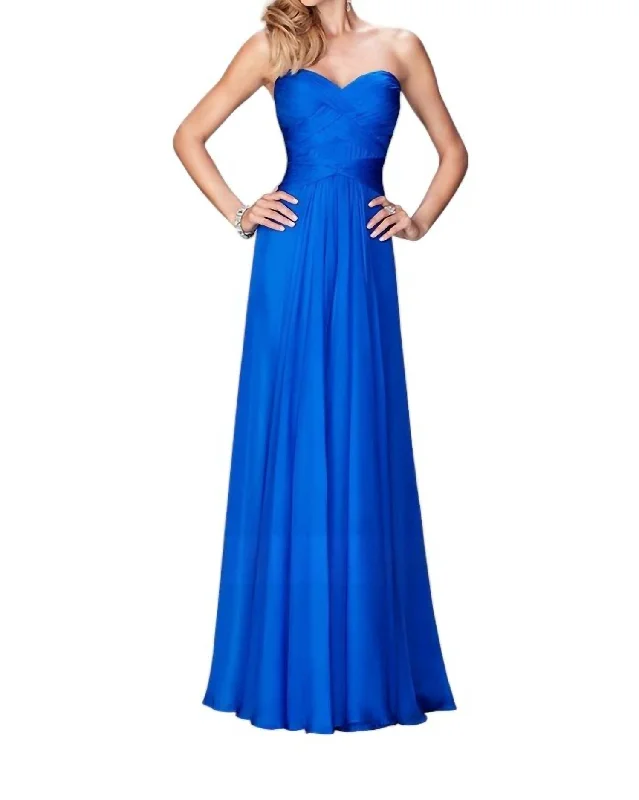 classic prom dressesProm Gown With Double Strap Back In Electric Blue