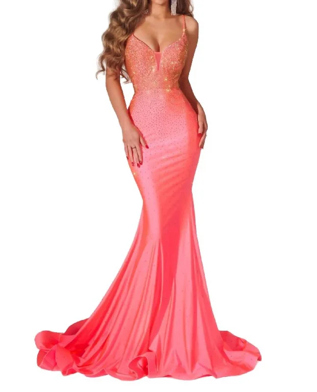 petite prom dressesTrumpet Style Prom Dress In Peach