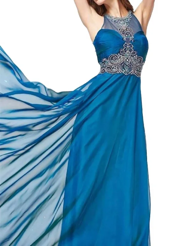 ready-to-wear prom dressesChiffon Long Prom Dress In Midnight Blue