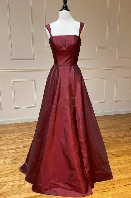 prom dresses for fallElegant Backless Wine Red Long Prom Dress