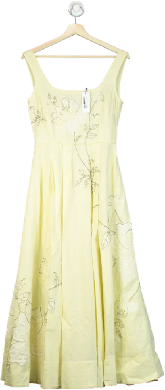 prom dresses for pear shapesKaren Millen Lemon Linen Cotton Hand Embellished Woven Prom Dress UK 6