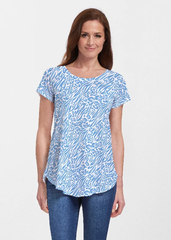 Leo Hotsy Totsy Blue (8166) ~ Short Sleeve Scoop Neck Flowy Tunic