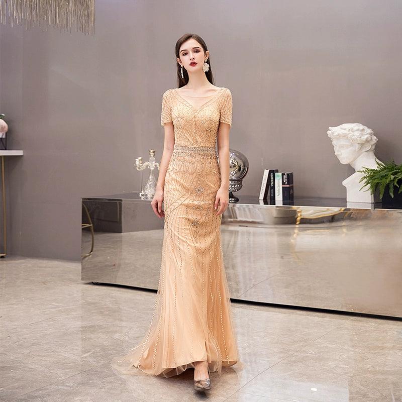 sleeveless prom dressesWomen's Mermaid Evening Dress Sexy Prom Dresses Long Beaded Formal Dresses for Women