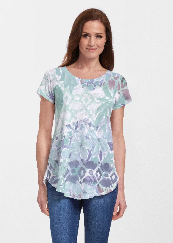 Bali Minty Blue (17291) ~ Short Sleeve Scoop Neck Flowy Tunic