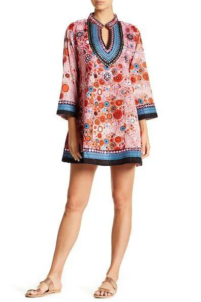 Beach Cover Up band collar beaded Tunic - Comfy Beach Tunics