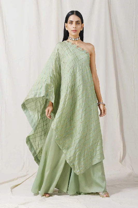 Sage Green One Shoulder Tunic & Palazzo Set