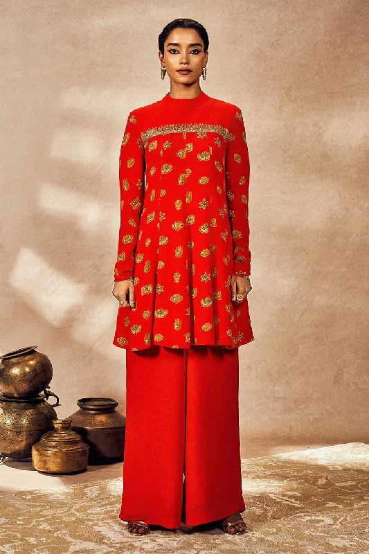 Red Trinkets Printed Tunic & Pant Set