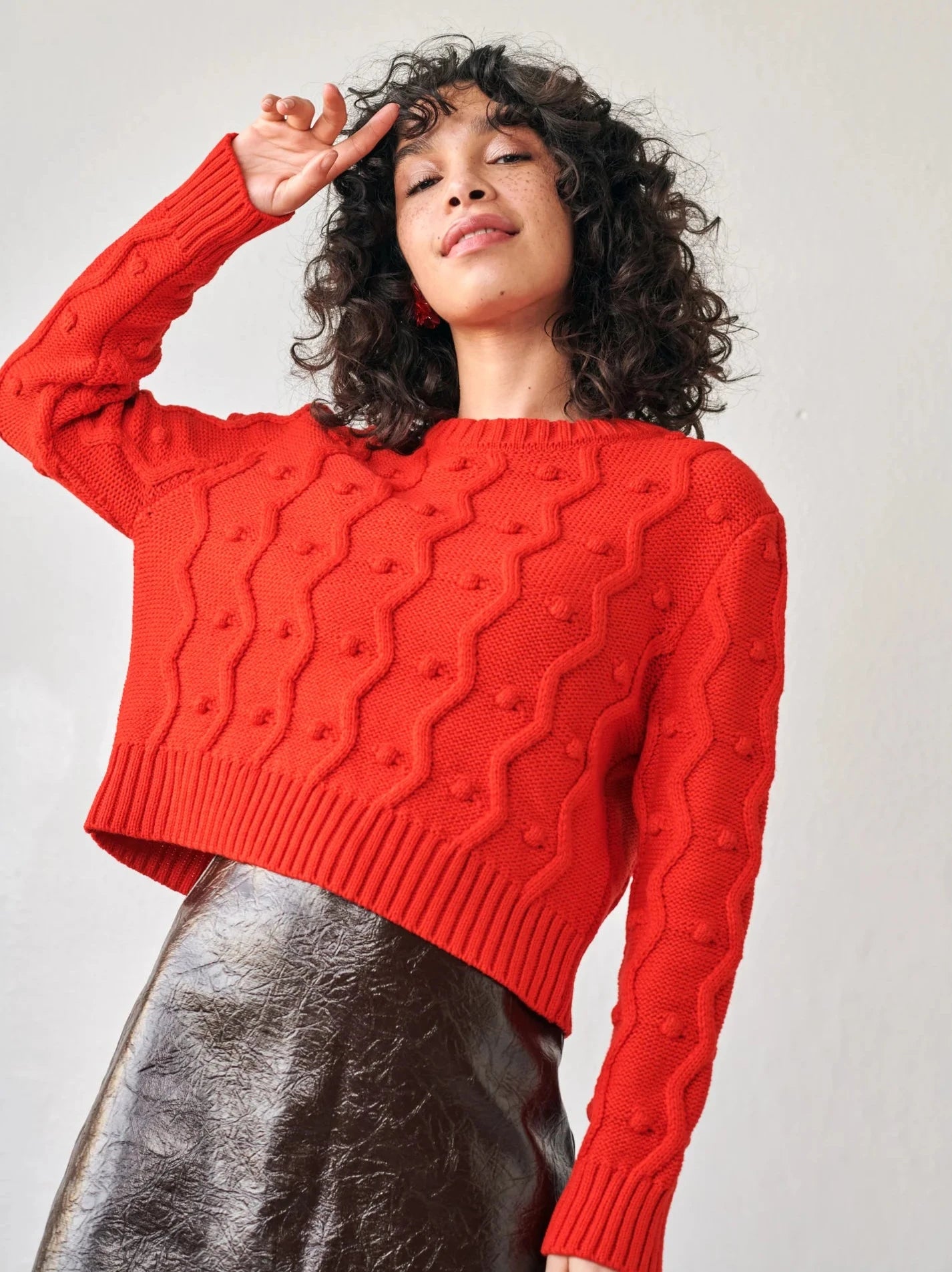 Fitted SweatersBubble Sweater in Red