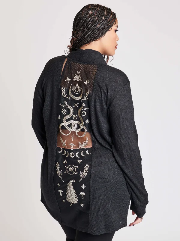 Knitted Crewneck SweatersEmbroidered Relics Cardigan