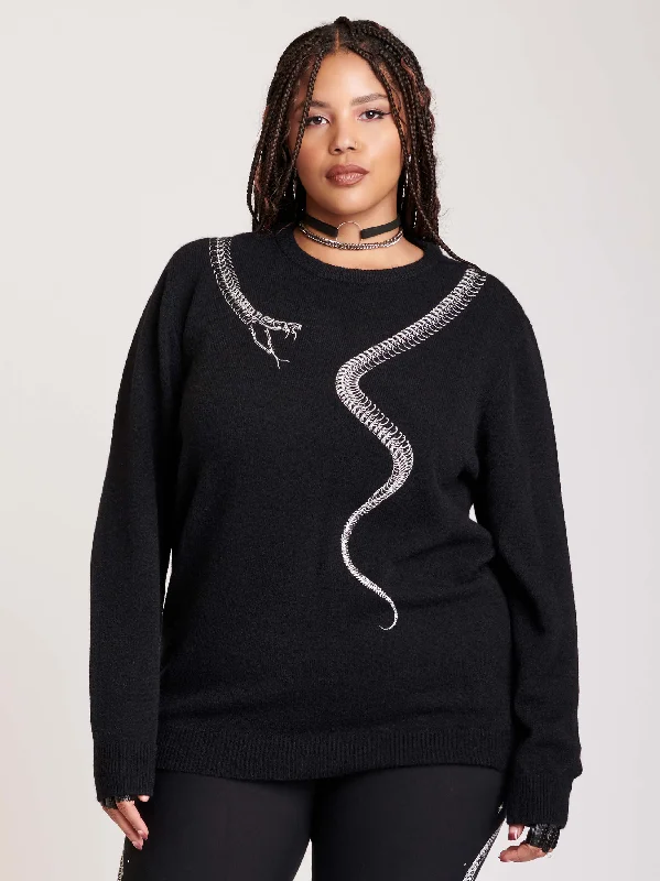 Elegant SweatersEmbroidered Snake Sweater