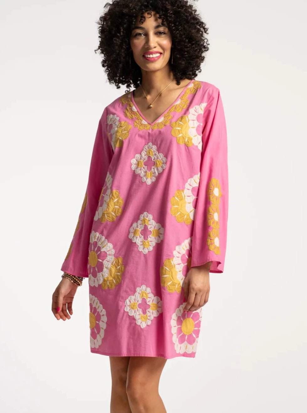 Goldie Tunic Sunrise in Pink Multi Embroidery