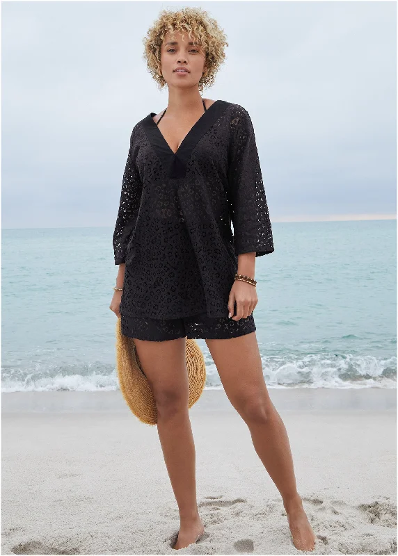 Lace Tunic Cover-Up - Black