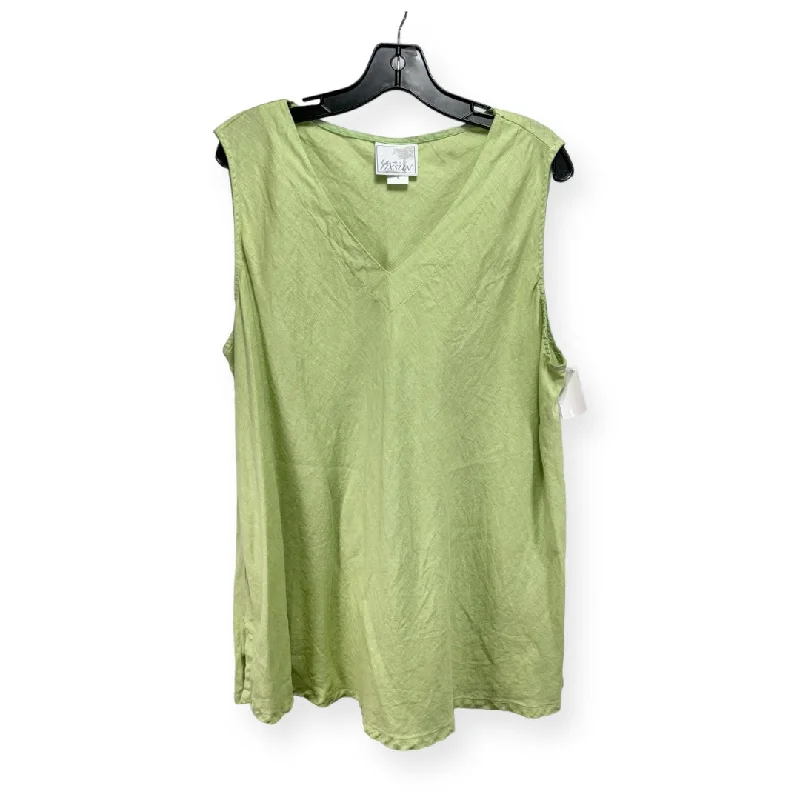 Linen Green Tunic Sleeveless La Fixsun, Size M