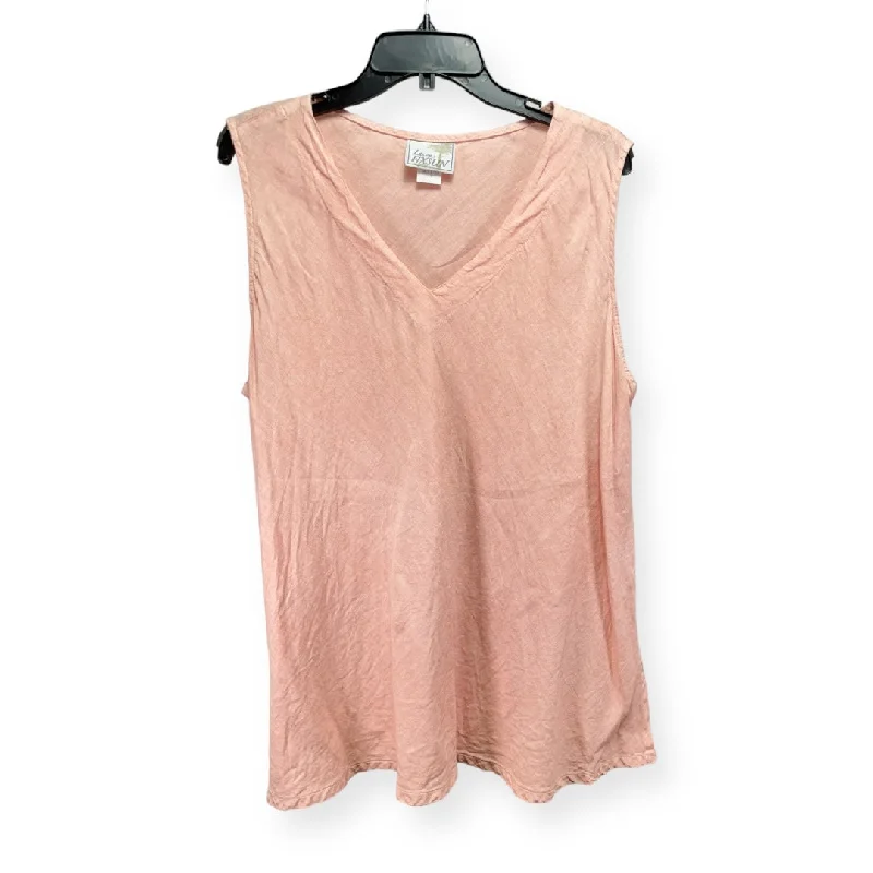 Linen Peach Tunic Sleeveless La Fixsun, Size L