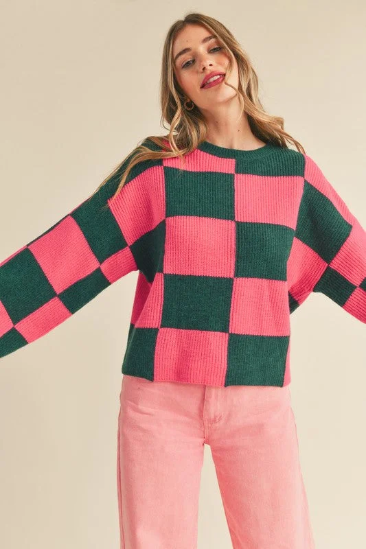 Fashionable Luxurious Chunky SweatersMindy Checked Sweater