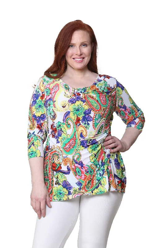 Paisley Printed Wrap Tunic - Plus Size