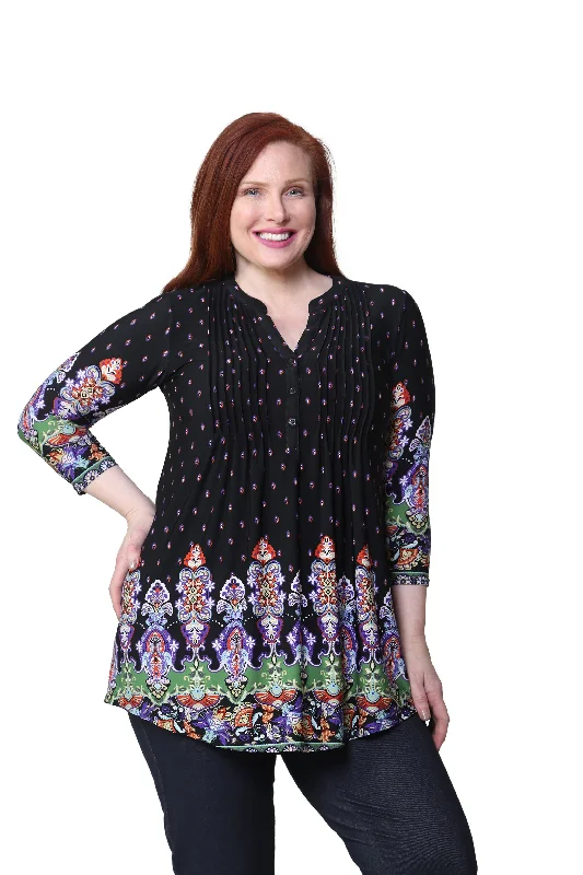 Plus Size La Cera Renaissance Paisley Print Tunic