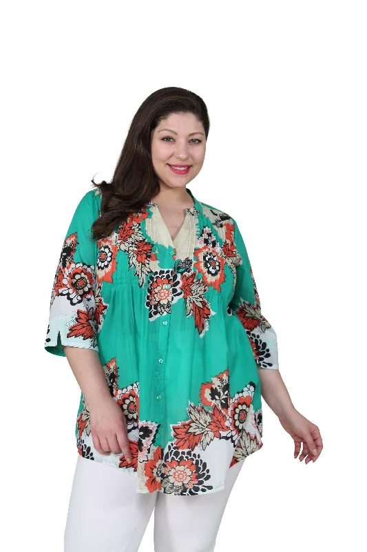 Plus Size Pop Art Floral Release Print Tunic