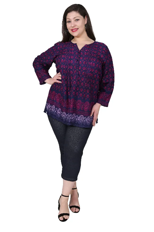 Plus Size Rayon Print Tunic