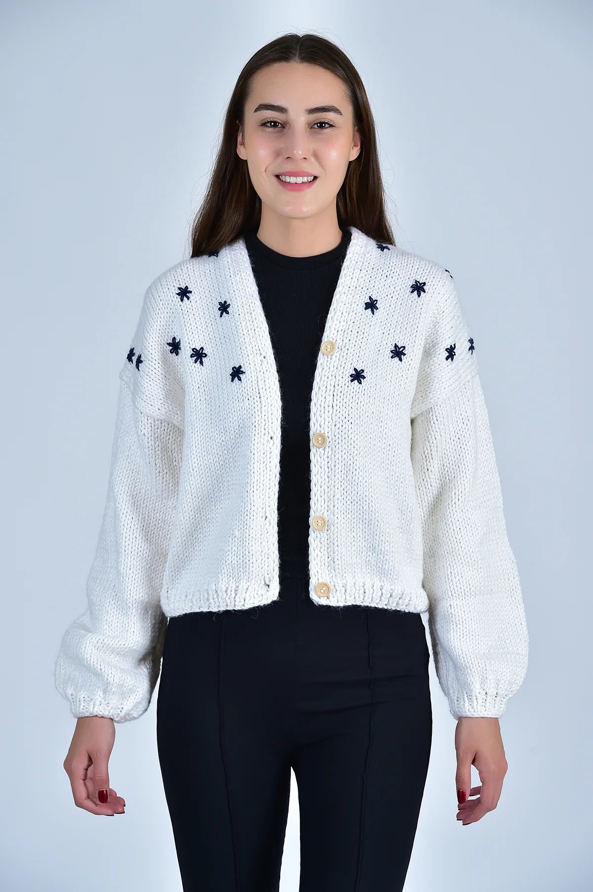 Designer SweatersSisters Bloom Cardigan in Navy Floral