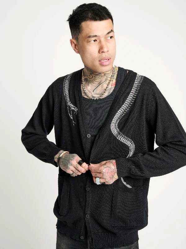 Wool SweatersSnake Embroidered Cardigan