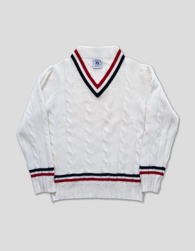 Custom SweatersTENNIS SWEATER - WHITE