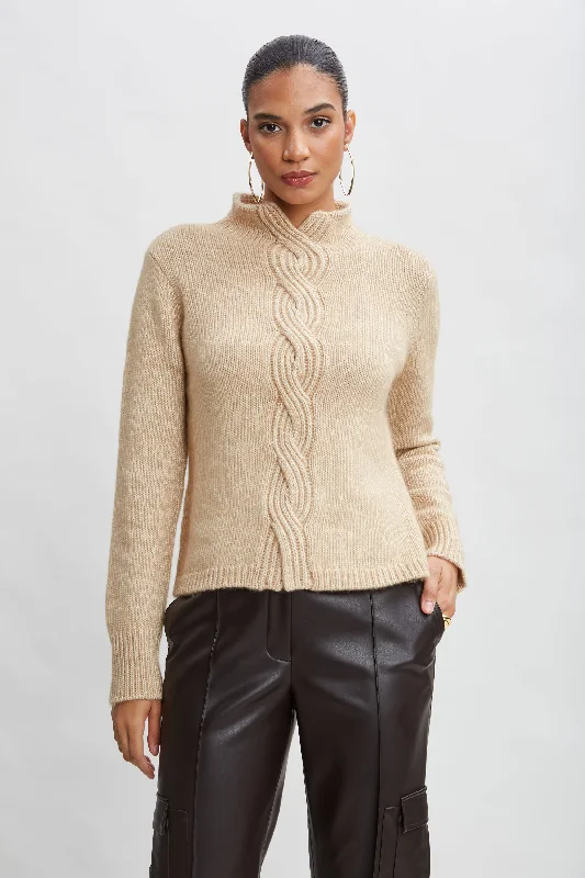 Knitted SweatersCable Front Cotton Merino Sweater