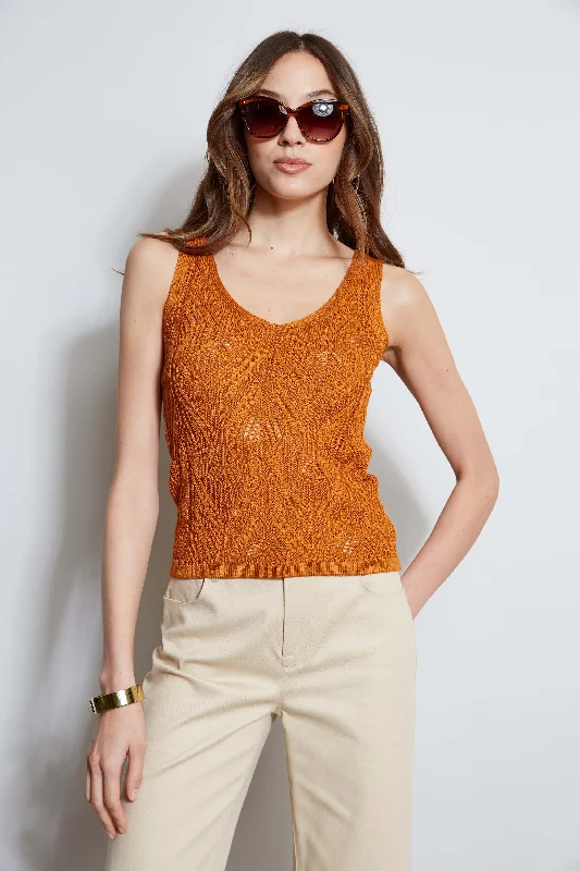 Casual SweatersCotton Crochet V-Neck Sweater