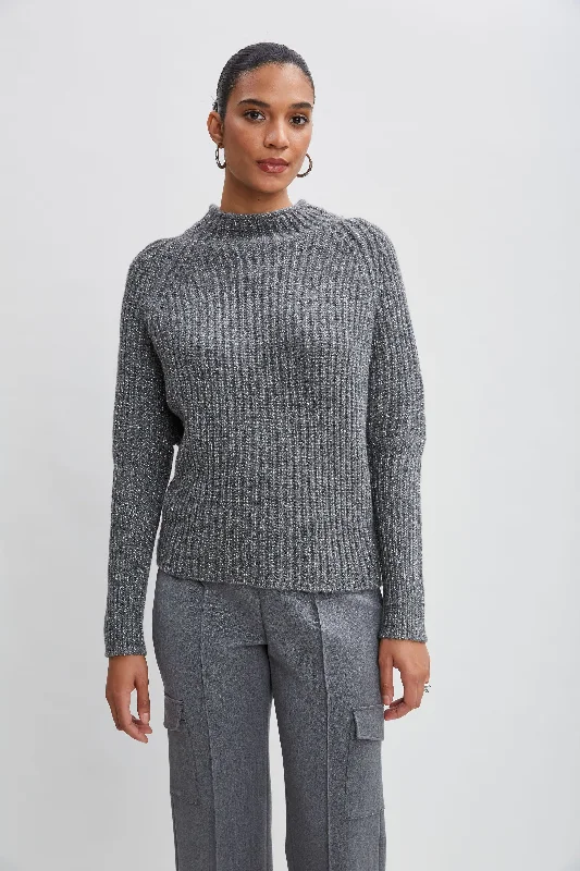 Turtle-Neck SweatersMetallic Mock Neck Sweater