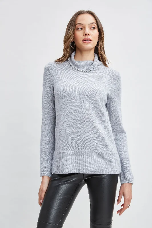 Custom Flannel-Lined SweatersPearl Turtleneck Cashmere Wool Sweater