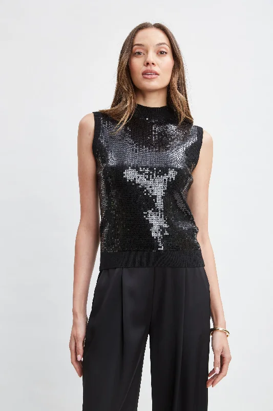 Soft Thick Cashmere SweatersSleeveless Pave Sequin Sweater