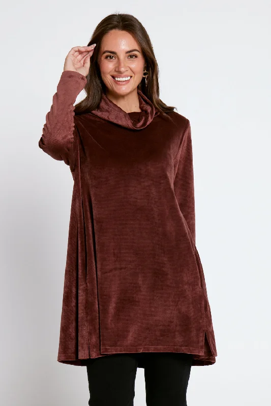 Melanie Velour Tunic - Coffee