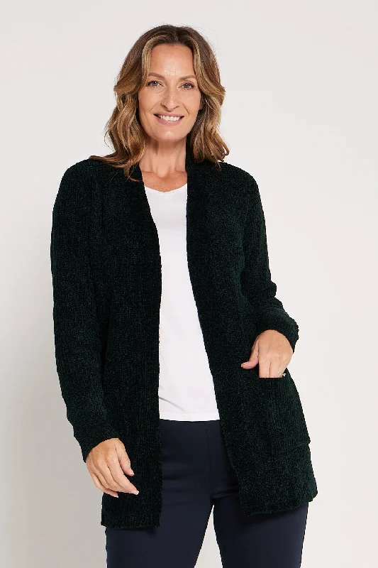 Colorful Casual SweatersRenata Chenille Cardigan - Dark Green