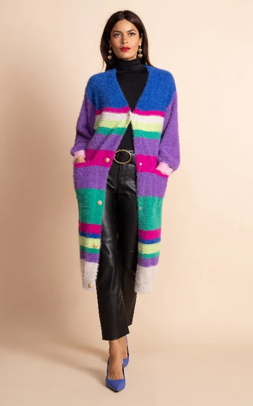 Knitted SweatersTaylor Longline Cardigan in Stripe